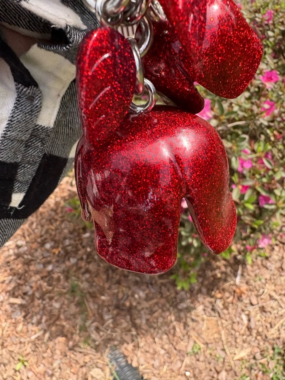 SOLD Coach Tea Rose Red Glitter Bag Charm EUC - Picture 5 of 10